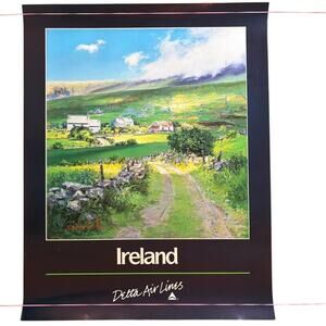 Vintage Delta Air Lines Ireland Travel Poster by Edmund Sullivan, 28x22"
